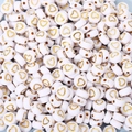 White round acrylic beads with golden heart pattern outline for DIY jewelry making - 4x7mm Gold Hollow Heart (100pcs)