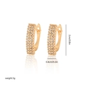 Elegant gold-tone J-shaped earrings with micro-pave clear zircon rows and secure clasp - EH076 J-Shape Semi-circle