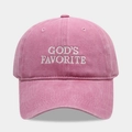 Berretto da baseball in cotone lavato rosa con ricamo bianco God's Favorite e visiera - Regolabile / GOD'S FAVORITE / Rosa