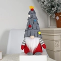 Christmas gnome decoration with grey tree hat, white beard and colorful pom-poms - Gray