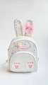 White sequin bunny backpack featuring rabbit ears and a cute glitter star accent - 20*16.5*9CM / White
