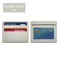 Slim gray faux leather card holder with four slots and a transparent ID window - 4 Slots Window Style / Gray