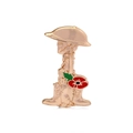 Spilla fiore di papavero dorata con motivo fucile, elmetto e stivali su sfondo bianco - Stile Equipaggiamento Commemorativo Soldato Dorato