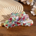 Cloud-shaped acetate hair claw clip with colorful terrazzo resin pattern for women - Deep Multi-color