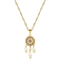 Dromenvanger ketting in goud met fonkelende kristallen en bedeltjes van bladgoud - Kolibrie Ketting met Ketting