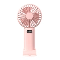 Portable pink USB rechargeable handheld mini fan for office desk and travel use. - Pink Display (GS-03 Style)