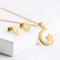 Golden titanium steel jewelry set with moon and star pendants for women - Moon & Star