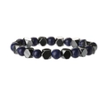 Bracelet en perles de lapis-lazuli avec hématite sur un fond blanc épuré - Hématite + Lapis-Lazuli