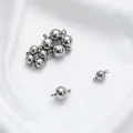 Polished silver stainless steel spherical magnetic clasp for DIY jewelry making - 6mm / Silver