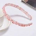 Macro shot of pink sequin headband with golden beads and sparkling finish details - Pink Headband