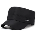 Cappello cadet nero classico da uomo con parte superiore piatta ed emblema Sport - Regolabile / Nero