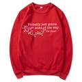 Red Christmas hoodie in size M featuring festive humor text and colorful bulb graphics - S / Red