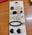 Detailed close-up of a 5-piece candy color alloy hair clip set on display card - Dark Style Set C / Five-Piece Set
