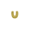 Close-up of golden bubble letter U pendant with sparkling pavé zircon stones detail - Letter U (Pendant Only) / Gold