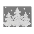 Close-up of grey Christmas placemat with white festive tree prints and linen texture - CD27-11 (Grey Three Trees)