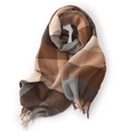 Écharpe à carreaux marron et beige avec franges en imitation cachemire doux - 68cm*200cm / Chocolat