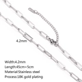 Polished stainless steel paperclip chain necklace with lobster clasp and extension link - Large Paperclip Chain / Silver