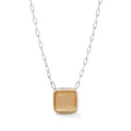 Collier à chaîne fine en argent avec pendentif carré en pierre œil-de-chat ambre - Argent Ambre (PCD994)