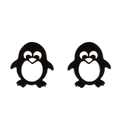 Cute black penguin stud earrings made of stainless steel for a minimalist winter look - Penguin / Black