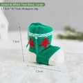 Knitted green and white Christmas boot ornament with tree pattern, size 7.5x7.5cm - Large Green and White Tree Boot