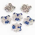 French bulldog jewelry connectors with blue and white zircons for DIY bracelets - White Gold Plated French Bulldog with Blue Zirconia