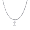 Minimalist silver-toned titanium steel necklace with a zircon-encrusted letter I pendant - Letter I / Steel