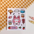 Cute brown bear sticker sheet in pink rabbit outfit with strawberry and milk motifs - 2# Candy Rui Rui Rabbit