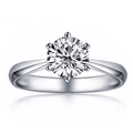 Classic six-prong round moissanite ring with silver finish on a clean white background - Classic Six-Prong (One Carat)