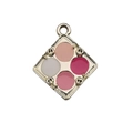 Square gold alloy pendant with pink, beige and white enamel drip for DIY jewelry - Square Makeup Compact