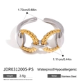 Waterproof two-tone braided chain stainless steel ring in gold and silver finish - Chain Splicing Style (JDR0312005-PS)