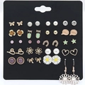 20-piece set of gold and silver tone earrings with pearls and butterfly charms - E0370-1 (20 Pairs Pack)