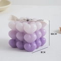 Purple gradient heart bubble cube aromatherapy candle with white silk ribbon bow - Gradient Purple (Lavender)