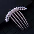 Rose gold hair comb featuring white pearls and sparkling rhinestones for elegant styling - Rose Gold Pearl Rhinestone Style 15