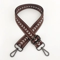 Detail of dark brown nylon strap with white arrow pattern and dark grey metal buckle - Coffee Silver Thread + Gunmetal Buckle