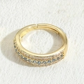 14K gold plated adjustable ring featuring blue and clear zircon stones in a sleek band - Light Blue Zirconia