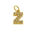 Golden stainless steel letter Z pendant featuring sparkling pavé crystals for women - Letter Z