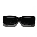 Modern retro rectangle sunglasses in glossy black frame for women and men fashion - Glossy Black/Grey Lens