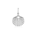 Elegant S925 sterling silver shell pendant with a white pearl in a minimalist design - White Gold-Shell