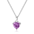 Collana a cuore minimalista in argento con un ciondolo in zircone viola lucido da donna - Colore Acciaio 45+5cm / Viola