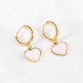 Elegant gold heart earrings with light pink glitter inlay and 18k plated hoops - 2.0*8mm / Gold-Light Pink Heart