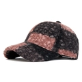Fuzzy patchwork baseball cap in black and pink sherpa fleece with structured brim - Adjustable / Pink Plaid