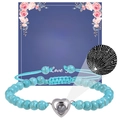 Bracelet à projection en turquoise pour fille avec cœur argenté et carte cadeau - Turquoise - To My Sister