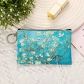 Petit porte-monnaie à imprimé peinture à l'huile amandier bleu avec porte-clés - Amandier en Fleurs