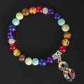 Chakra beaded yoga bracelet featuring a silver infinity charm with autism puzzle pattern - Style 7 - Infinity Puzzle Pendant