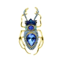 Vintage beetle brooch with blue gemstones and gold plating in retro insect style - Light Blue