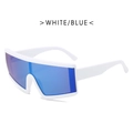 Futuristische Shield-Sonnenbrille mit weißem Rahmen und blau verspiegelten Gläsern - Weißer Rahmen/Eisblaue Gläser