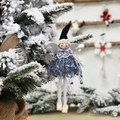Angelo natalizio in velluto blu con colletto in pizzo e ali d'argento per l'albero - Blu