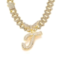Collana cubana dorata con farfalla e ciondolo lettera J impreziosita da strass - Solo ciondolo / Lettera T oro
