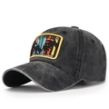 Berretto da baseball in cotone lavato grigio scuro con ricamo California Dreaming - Regolabile / Nero