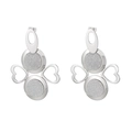 Silver geometric heart drop earrings with frosted glitter texture for a trendy look - Silver Heart-shaped Splicing Frosted Style (KE31548-D)
